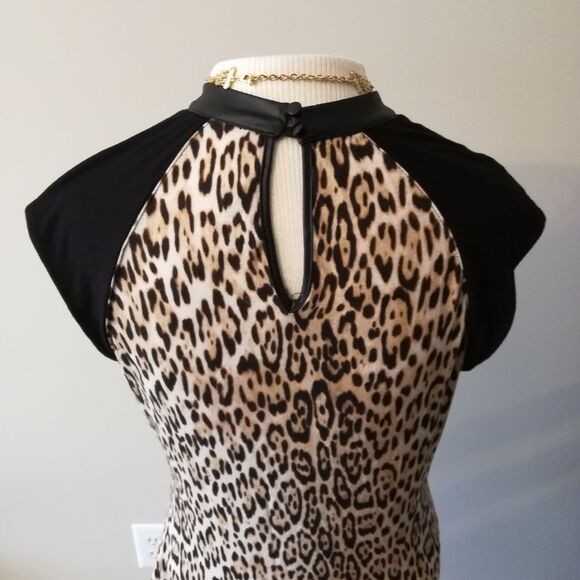Guess Animal Print and Faux Leather Top - Picture 9 of 11